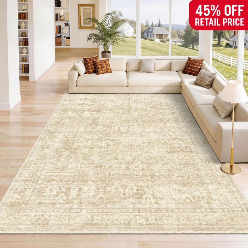 Brand New TTelephant Beige 8' × 10' Living Room Area Rug
